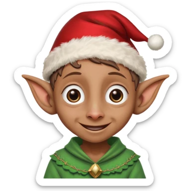 dobby the house elf from harry potter smiling and wearing a christmas elf hat sticker