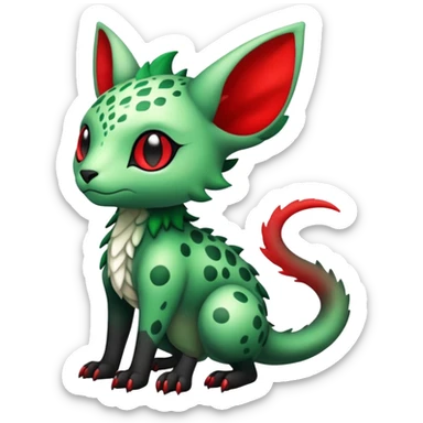 Kawaii Cute Edgy Black Green Red ethereal Fionbri-Vernid-Trico-animal-creature full body sticker