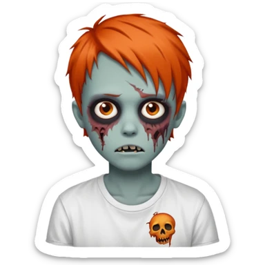 zombie teen emo with emo dark orange hair grunge style white shirt  sticker