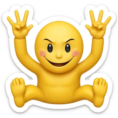 Smiley face with a attitude face and flipping his middle fingers of both hands and both feets sticker