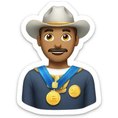 Hombre con medalla colgando sticker