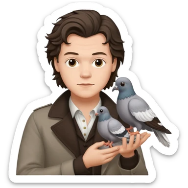 harry styles holding a pigeon sticker