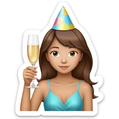 Pretty Asian girl with brown hair  21st birthday  sticker