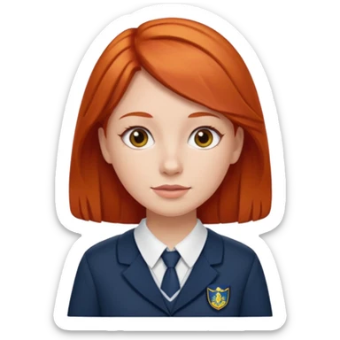 red headed woman with a school in the background sticker