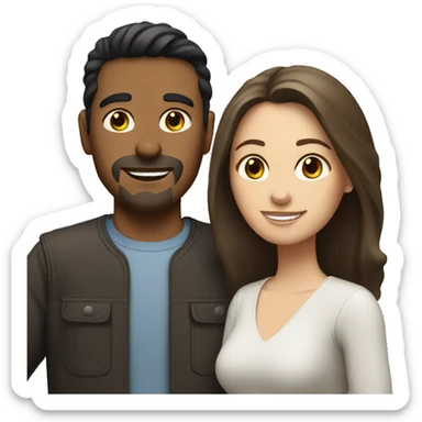 Hispanic man and white brunette woman couple sticker