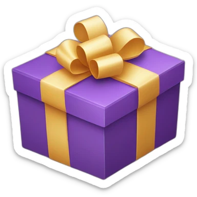 gift box(in purple color)with heart stickers around the box.  sticker