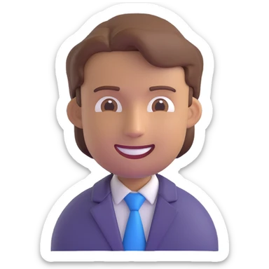 3D emoji-style Michael, modern look, confident smile, brown hair sticker