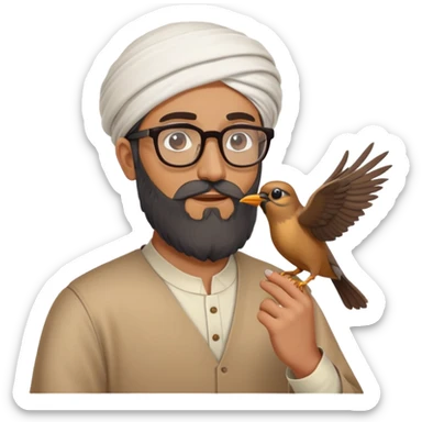 Long bearded Middle eastern man with glasses shooting a bird sticker