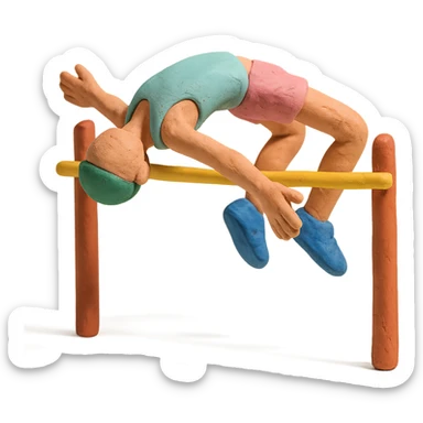 claymation style high jump athlete, pastel colors sticker