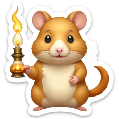 hamster holding oil lamp light sticker