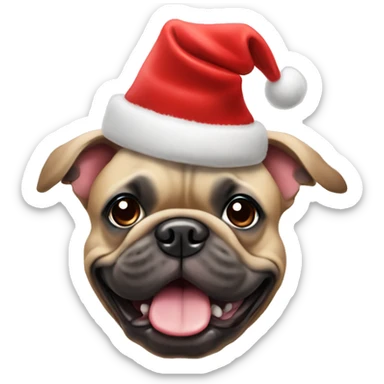 French bull dog wearing a Christmas hat  sticker