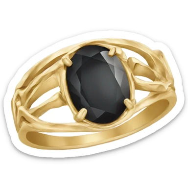 gold ring with black oval diamond sticker