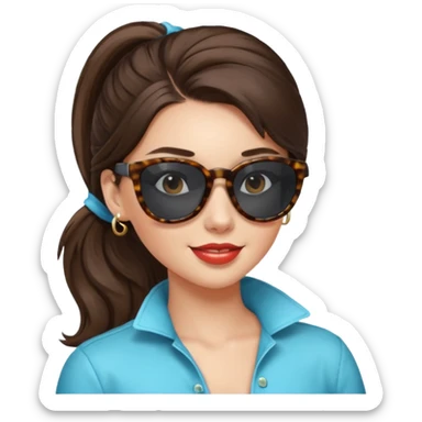 Attactive brunette with pony hairstyle and sunglasses flirting sticker