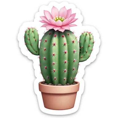 Pastel green cactus with a tiny pastel pink flower sticker