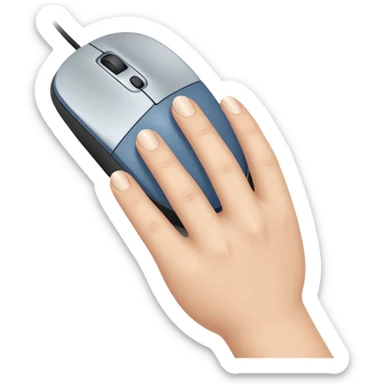 the hand using the mouse sticker