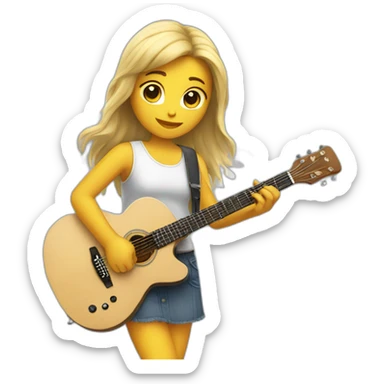 Girl with angel wing playing guitar sticker