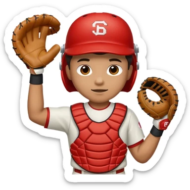 Baseball player with a catchers mitt sticker