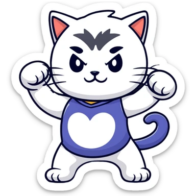 flexing cat boy sticker