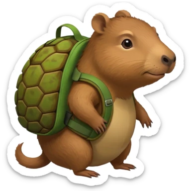Capibara con mochila de tortuga  sticker