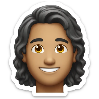 Light skin smiling indian guy with short middle part hairstyle sticker