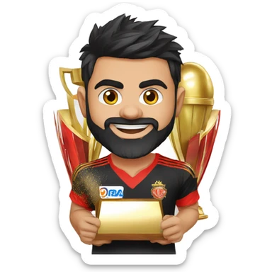 virat kohli with ipl trophy for rcb sticker