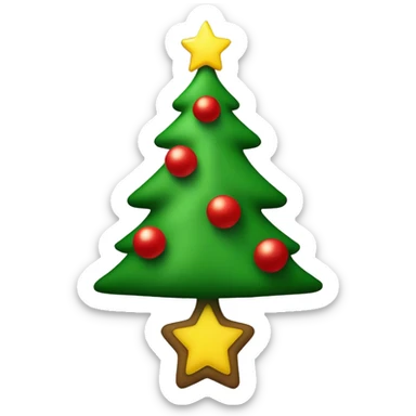 Christmas tree with red and green ornaments and a yellow star at the top sticker