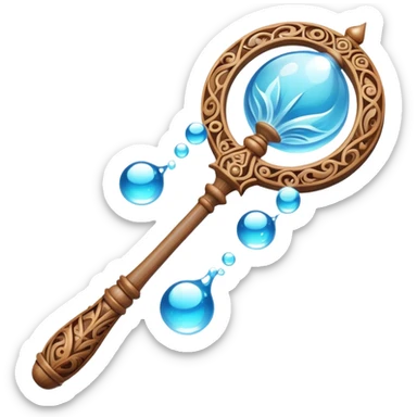 Water magic staff with particles of bubbles sticker