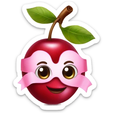 Cherries with pink bow  sticker