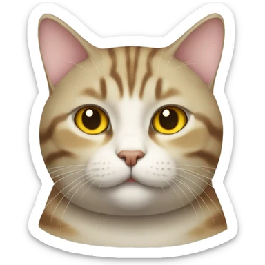 chubby tabby cat, yellow eyes sticker