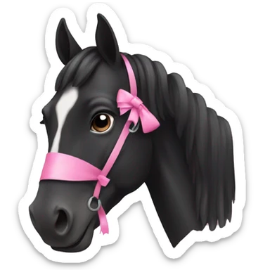 black horse with a pink bow  sticker