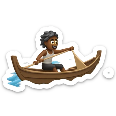 Person rowing a boat in the wind sticker