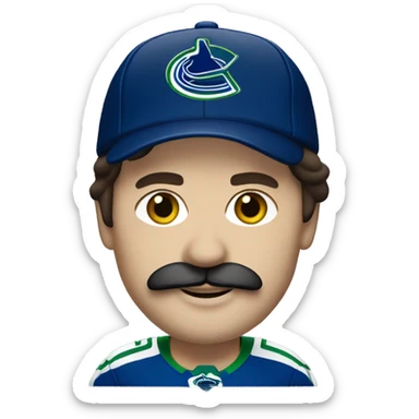brunette vancouver Canucks fan with moustache  sticker