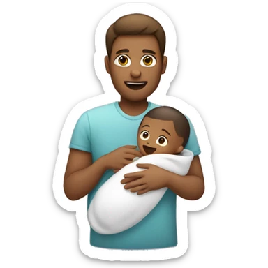 a man/woman is holding a newborn baby  sticker
