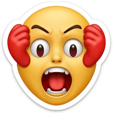 a Screaming emoji saying PRESS E sticker