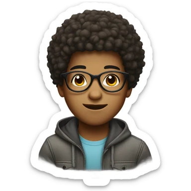 Boy with Afro and stitch hoodie glasses sticker