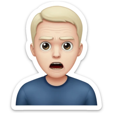 A realistic portrait of a man in horror, waist-length sticker