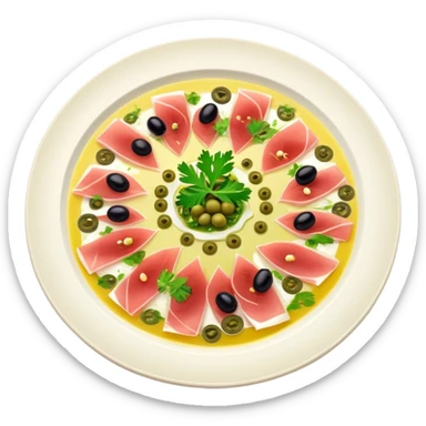 Yellowtail carpaccio with capers and olives  sticker