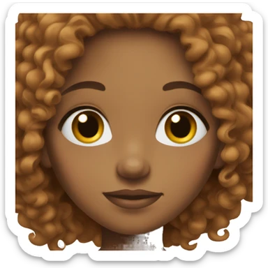 Mixed girl /curly long hair, brown cinnamon color/ with brown eyes  sticker