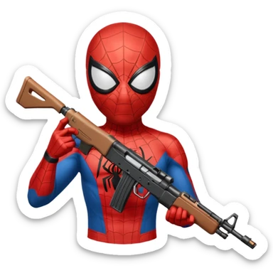 Spider-Man holding an AK-47 sticker