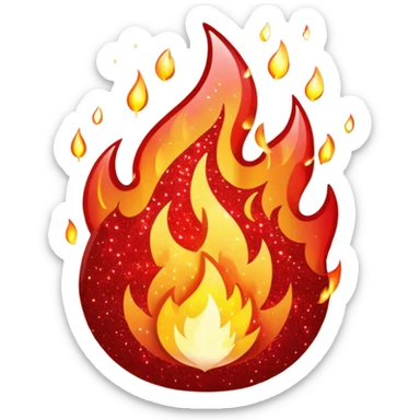 red glitter fire sticker