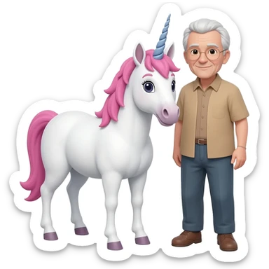 unicorn & elderly person sticker