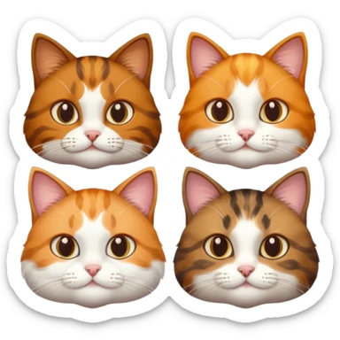 3 cats different colours including brown tabby and white, calico, and ginger and white sticker