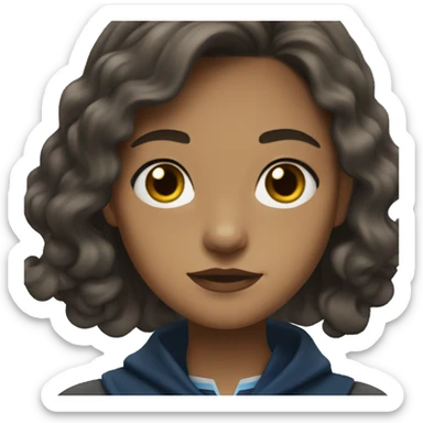Ravenclaw Girl black wavy hair down to shoulders very light brown skin sticker