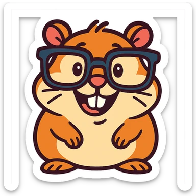 nerd hamster with oversized glasses, playful expression sticker
