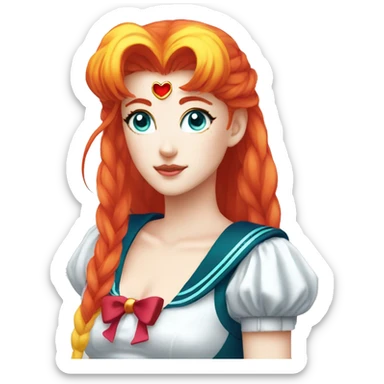 Sailor Moon with Bright Red Hair and Aqua eyes sticker