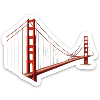 im trying to come up with a classic but still dynamic visual of the golden gate bridge and surrounding hills and the presidio for a work conference. Make it more linear. Include some depth and make it large and rectangular sticker