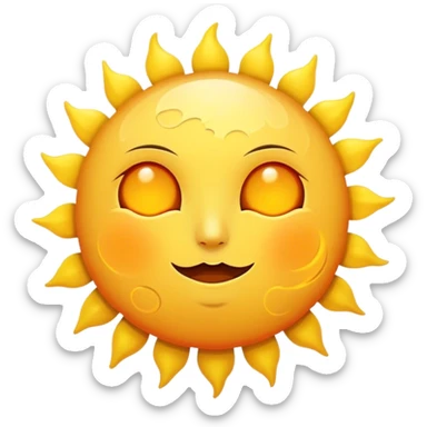 big sun with small tiny yellow moon moon beside it  sticker