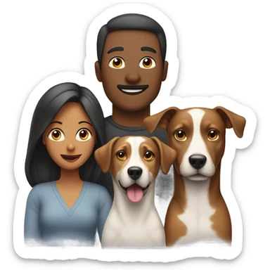 Man, woman and three dogs family emoji sticker