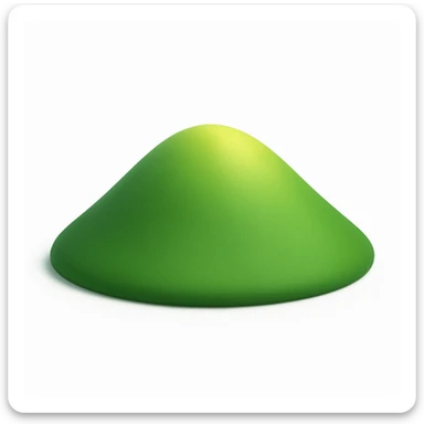 A 3D emoji in iOS emoji aesthetic style of a smooth green hilltop with a rounded summit, soft sunlight illuminating the top, gentle slopes fading downward, minimal and clean Apple-style design, white background

 sticker