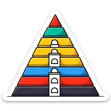 A cheerful pyramid of rainbow colored building blocks with cute faces sticker